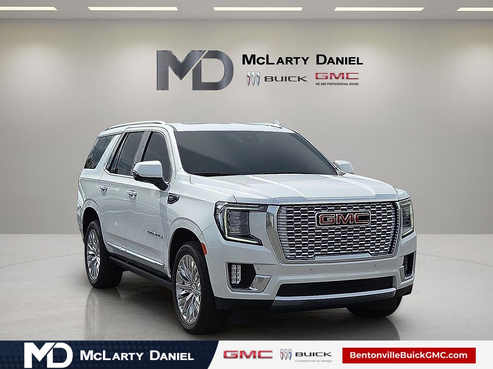 2023 GMC Yukon Denali in White Frost Tricoat — front three-quarter view