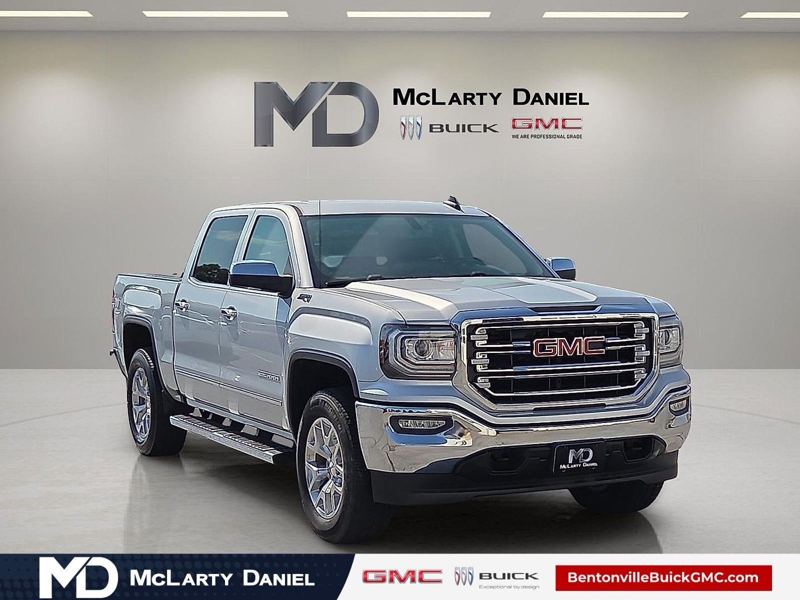 2018 GMC Sierra 1500 SLT in Quicksilver Metallic — front three-quarter view