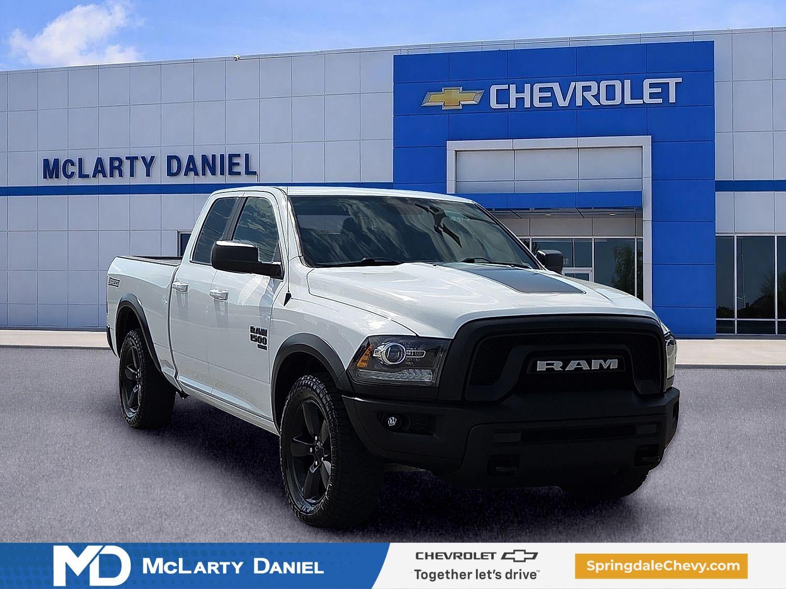 2019 RAM 1500 Classic Warlock Quad Cab 4x2 6'4" Box in White — front three-quarter view