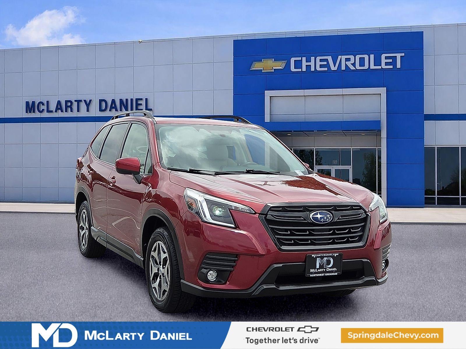 2024 Subaru Forester Premium in Red — front three-quarter view
