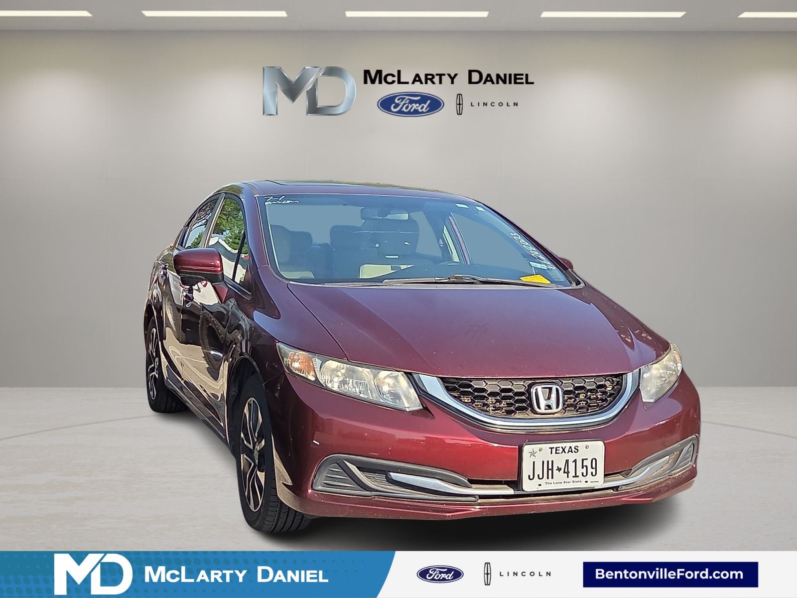 2014 Honda Civic EX in Crimson Pearl — front three-quarter view