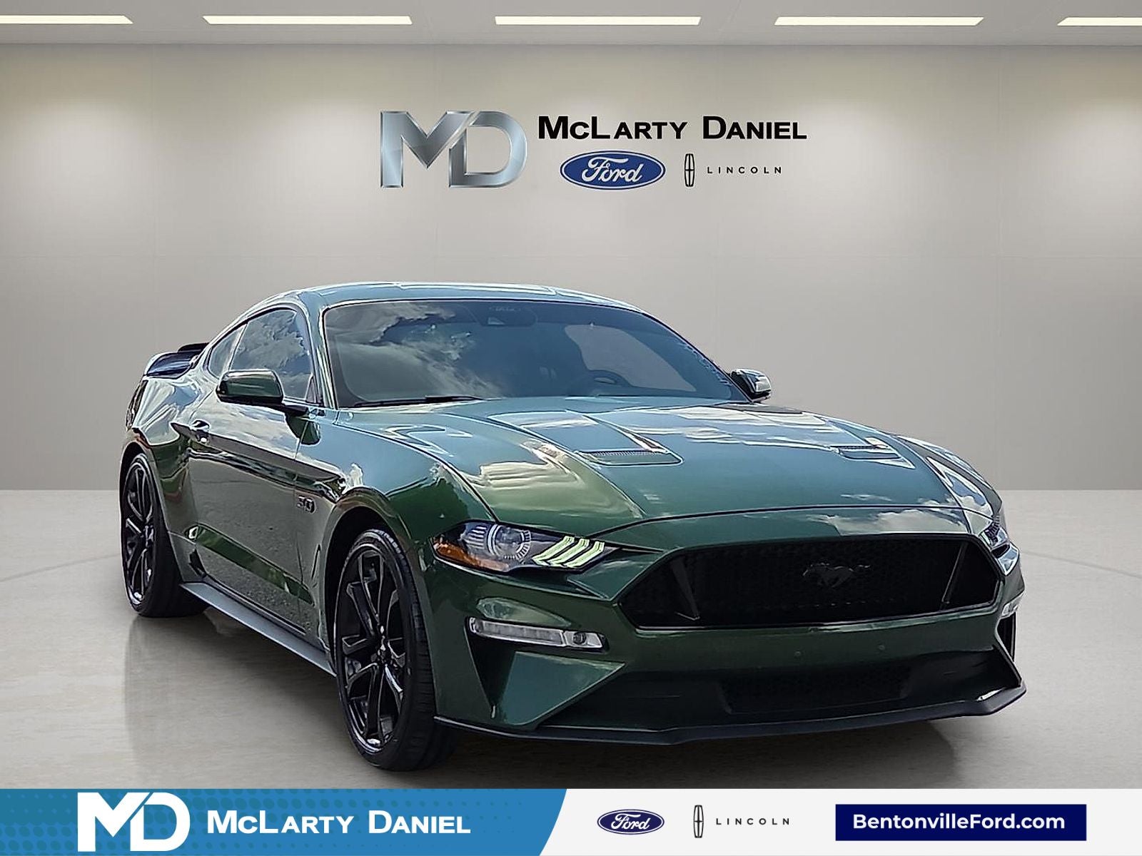 2022 Ford Mustang GT Premium in Eruption Green Metallic — front three-quarter view
