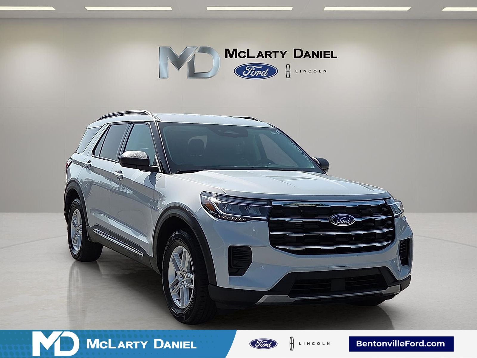 2025 Ford Explorer Active in Space White Metallic — front three-quarter view