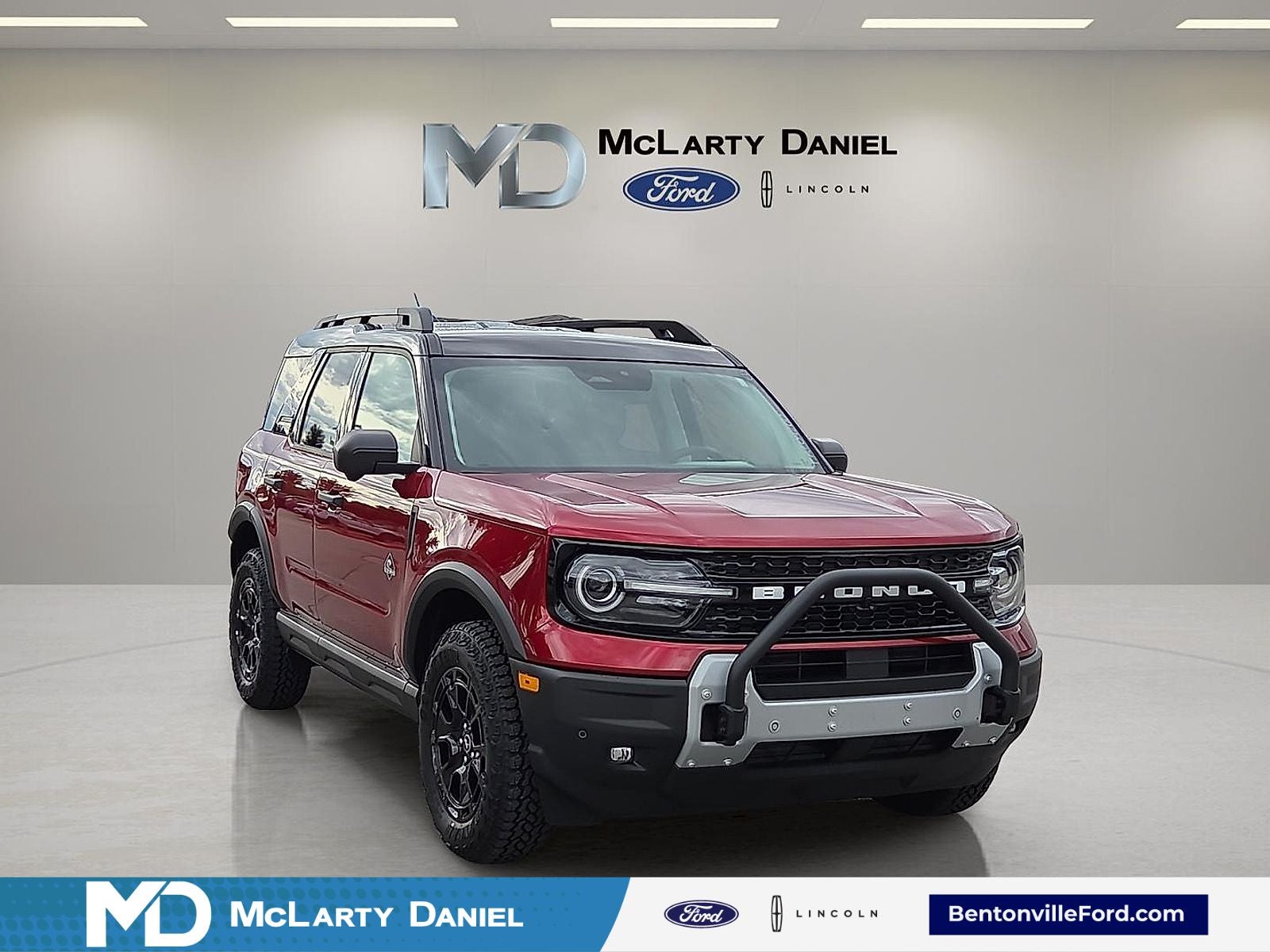 2026 Ford Bronco Sport Outer Banks in Ruby Red Metallic — front three-quarter view