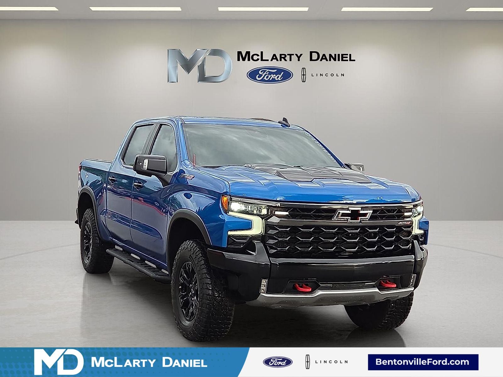2022 Chevrolet Silverado 1500 ZR2 in Glacier Blue Metallic — front three-quarter view