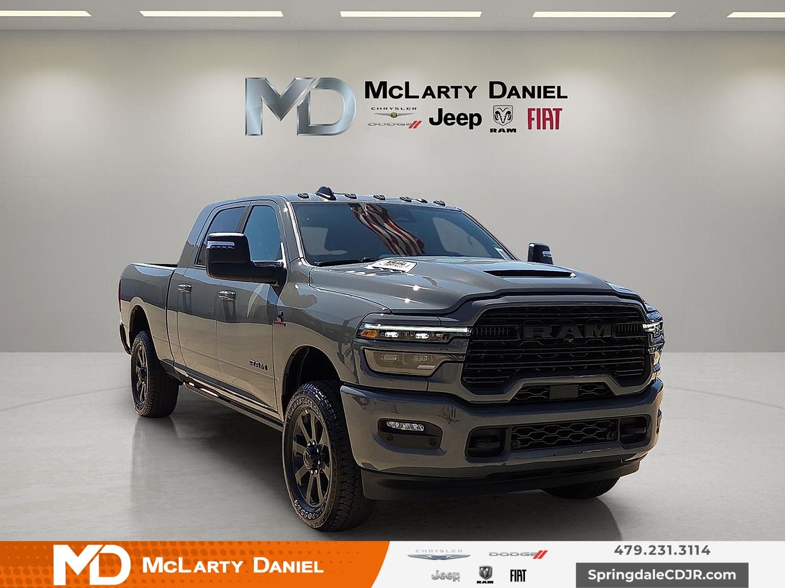 2026 RAM Ram 2500 RAM 2500 LARAMIE MEGA CAB 4X4 6'4' BOX in Ceramic Gray Clear-Coat Exterior Paint — front three-quarter view