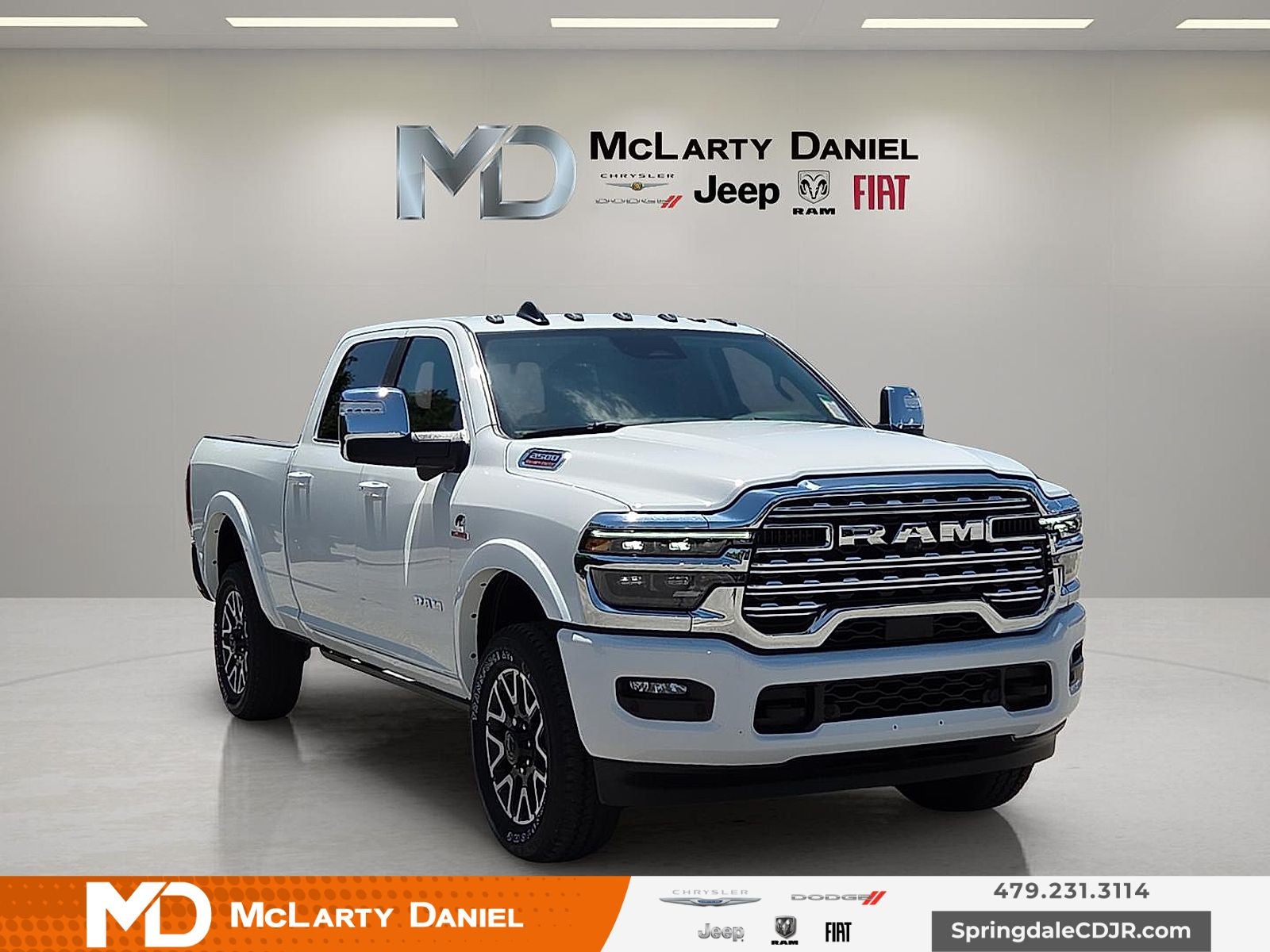 2026 RAM Ram 2500 RAM 2500 LIMITED LONGHORN CREW CAB 4X4 6'4' BOX in Bright White Clear-Coat Exterior Paint — front three-quarter view