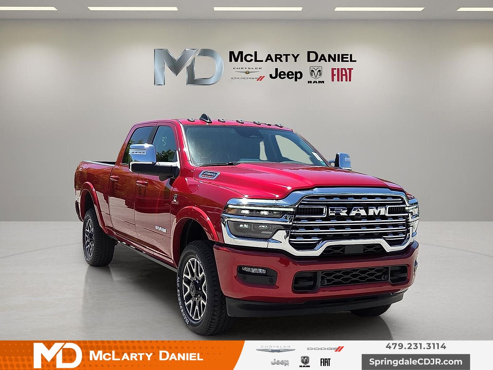 2026 RAM Ram 2500 RAM 2500 LIMITED LONGHORN CREW CAB 4X4 6'4' BOX in Molten Red Pearl-Coat Exterior Paint — front three-quarter view
