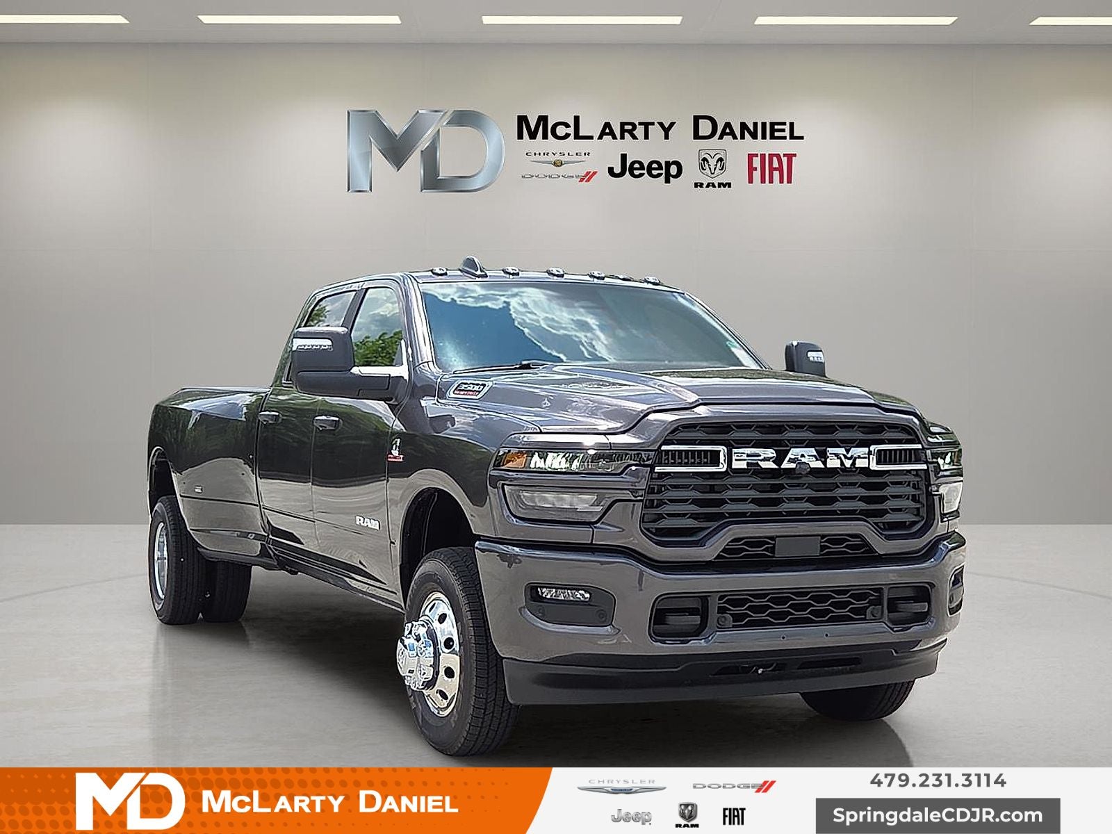 2026 RAM Ram 3500 RAM 3500 BIG HORN CREW CAB 4X4 8' BOX in Granite Crystal Metallic Clear-Coat Exterior Paint — front three-quarter view