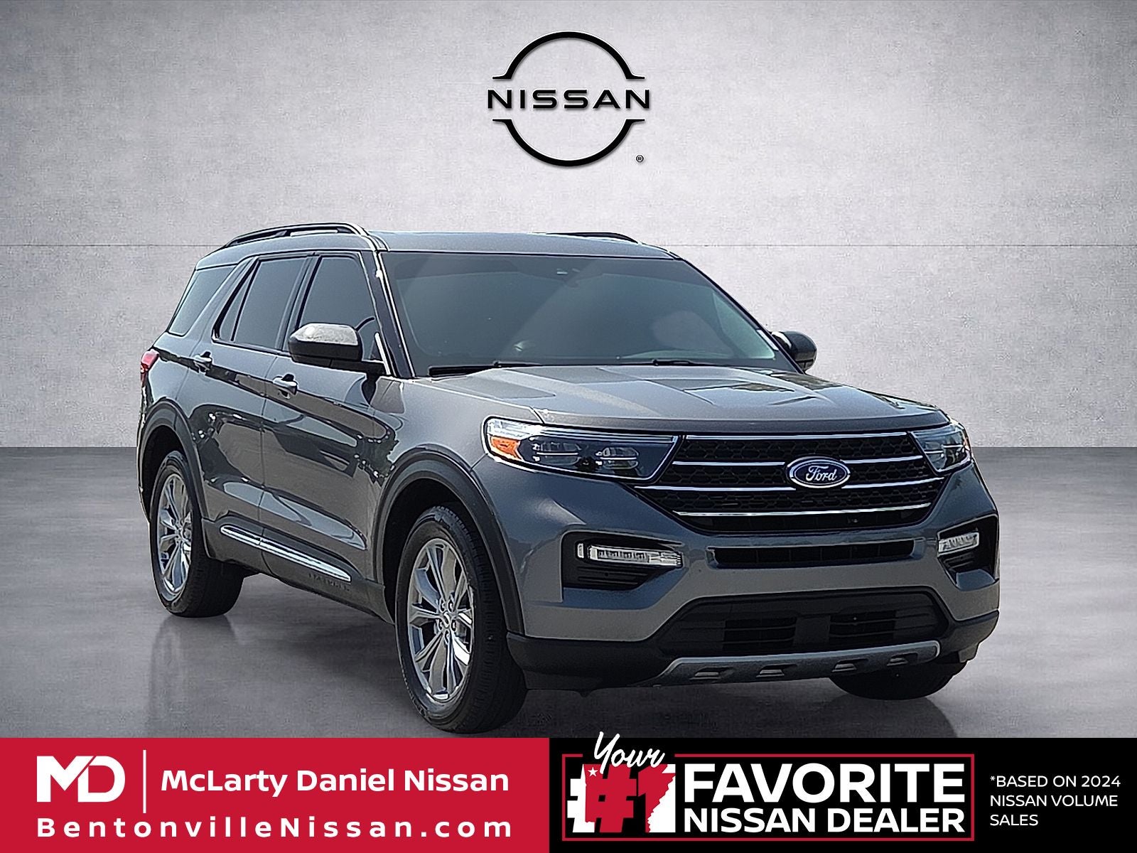 2023 Ford Explorer XLT in Gray Metallic — front three-quarter view